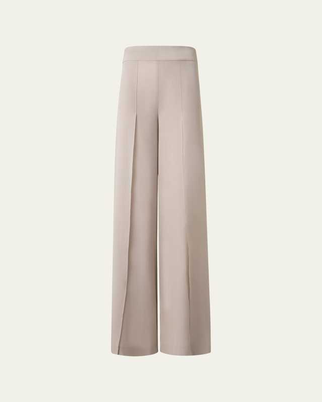 Fellia Silk Georgette Wide-Leg Slit Pants